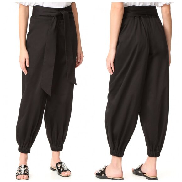 Alexis Janes Black Wide Leg Pants Joggers Belted Harem High Rise Extra Small XS - Picture 1 of 13